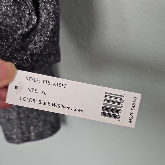 Zac & Rachel NWT Romantic Textured Gray 3/4 Sleeve Shimmer Top XL - Picture 4 of 7